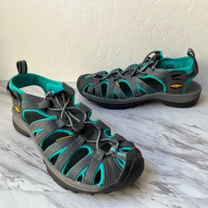 Keen Whisper Waterproof Outdoor Hiking Sandals in Shadow Gray Teal Size 6.5